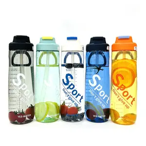 Пластиковая Спортивная бутылка для воды с ручкой для переноски, многоразовая, без БФА, можно мыть в посудомоечной машине, идеально подходит для путешествий, тренажерного зала, велосипеда