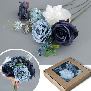 DREA nuovi <span class=keywords><strong>fiori</strong></span> artificiali in scatola rosa rosa rosa rosa fiore con steli Bouquet di <span class=keywords><strong>fiori</strong></span> fatti da te disposizione per la decorazione di nozze - Product Image 4