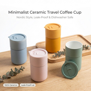 Taza <span class=keywords><strong>de</strong></span> Viaje <span class=keywords><strong>de</strong></span> Cerámica <span class=keywords><strong>de</strong></span> 380 ml, Hermética con Sello <span class=keywords><strong>de</strong></span> Silicona, Colores Pastel, Apta para Lavavajillas y Microondas, Libre <span class=keywords><strong>de</strong></span> BPA, para Hogar, Oficina y Viajes, OEM - Product Image 3