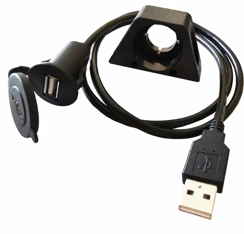 Venta al por mayor 1M negro USB 2,0 macho a hembra AUX Cable de extensión de montaje en Panel empotrado para coche camión barco motocicleta salpicadero