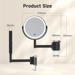 Espejo Redondo con Ventosa, Aumento 5x, Recargable por USB, Extensible y Giratorio con Gancho para Baño, <span class=keywords><strong>Afeitado</strong></span> y Viajes - Product Image 6