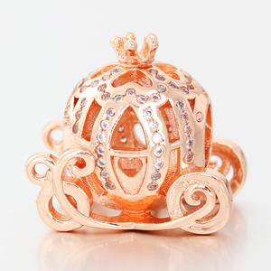 Accesorios DIY, Dije de <span class=keywords><strong>Calabaza</strong></span> Princesa Chapado en Rodio para Pulsera, con Cuentas de Circonio Personalizadas para Exportación - Product Image 4