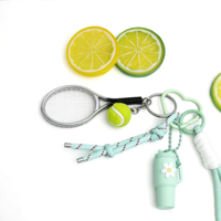 Gantungan Kunci Tenis Warna Hijau Mint yang Dapat Disesuaikan, Aksesori Tas Bergaya Preppy, Tali Tenun Poliester Ramah Lingkungan