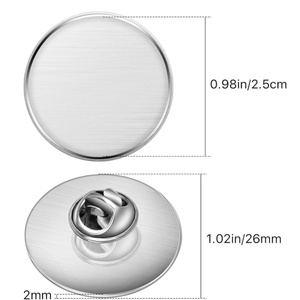 Base per spille fai da te da 25 mm, con chiusura a farfalla, rotonda, in argento, per la creazione di spille e accessori per il fai da te - Product Image 2