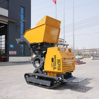 Camion malaxeur à béton mini chenillé 800 kg avec moteur EPA, pompe hydraulique, tambour de mélange rotatif, chenilles hydrostatiques, équipement de construction portable