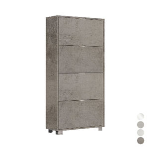 Zapatero con 4 Puertas Abatibles en Madera Melamina L76xH155xD30 Cemento - Product Image 1