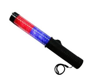 Magnetic Led Red Blue Color Marshalling Wand With Safety Hammer Traffic Flashing Batons Wholesale Manufacturer