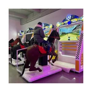 Parque de atracciones carnaval eléctrico que funciona con monedas deporte dorado caballo real Arcade simulador oeste vaquero máquina de juego de carreras de caballos