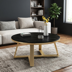 Elegant Iron Frame Wooden Top Modern Design Eco-Friendly Coffee <b>Table</b> Space Saving Living Room Bedroom Apartment Use - Product Image 5