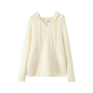 Suéter de Punto con Capucha para Mujer Runqi, Corte Holgado, Cálido, Grosor Medio, Otoño Invierno, Casual, Manga Larga, con Etiqueta - Product Image 1