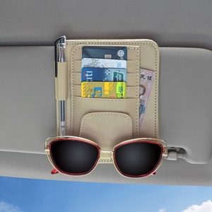 Boshiho PU Leather Slim Business Card Holder with <b>Clip</b> Closure for <b>Car</b> Use - Product Image 3