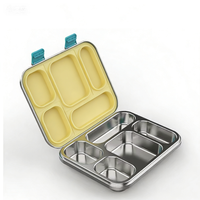Boîte à bento, boîte à lunch. Bureau 304. Acier inoxydable. Étanche à l'air de qualité supérieure. Personnalisé. École. 5 compartiments. Boîte à lunch.