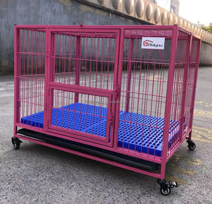 Cage pour chien de luxe Baiyou rose avec plateau en plastique à bouton-pression, roues en fer épaissies, installation facile, anti-évasion, boîte solide - Product Image 2
