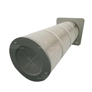 Paper Filter Cartridge Erhuan Supply Industrial Cyclone 3 Lugs Flange Pe/ptfe Dust Collector Air Filter Cartridge