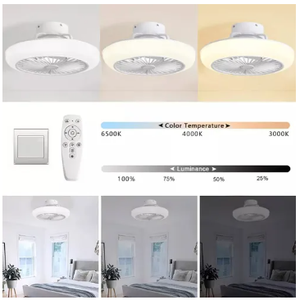 Lámpara de ventilador de techo blanca de 50 cm moderna Control remoto regulable Número de cuchillas 5 Material del cuerpo ABS Motor de CC - Product Image 3