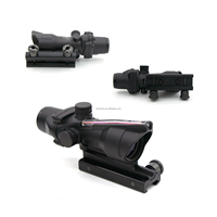Tactical 4X32 Prism Scope Real Fiber Fixed 4X Magnification Glass Etched Chevron Red Reticel Fit for 20mm 21mm Base