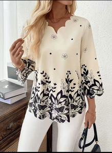 Blus Wanita Pola Gelombang Laser Burnout Elegan Lengan Panjang Grosir Pabrik OEM - Product Image 2
