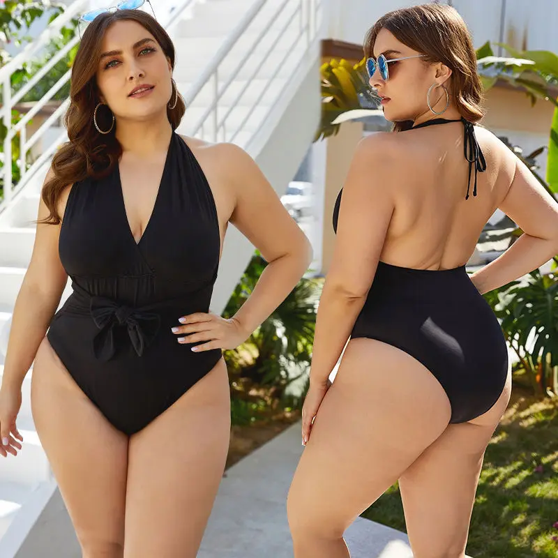 Big size Shapewear bikini jumpsuit Backless sexy open navel and backless triangle style  solid color women's underwear