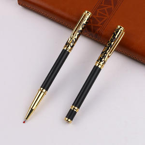 Bolígrafos Personalizados de Lujo, Bolígrafo Roller con Logotipo Dorado, Metal Personalizado, Regalo Empresarial, Cuadernos Negros, Bolígrafo - Product Image 3