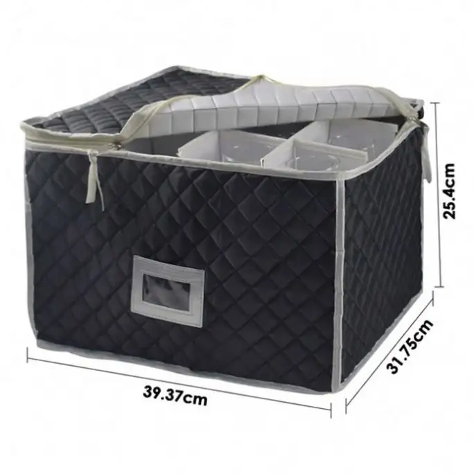 2022 hot selling Stemware Wine Glass Storage Box Deluxe Padded Quilted Case With Dividers