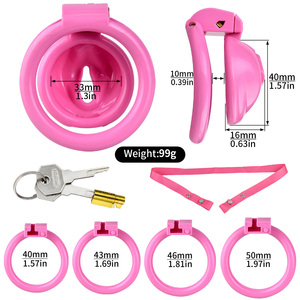 FRRK Resina ABS Rosa Dispositivo de Castidad Masculina Pene Lock In <span class=keywords><strong>Lust</strong></span> Cock Cage Strapon Con Cinturón Pene Cage BDSM Bondage Dispositivo de Castidad - Product Image 2