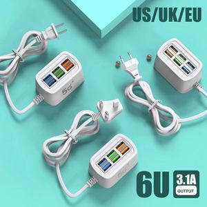 <span class=keywords><strong>Cargador</strong></span> de 6 Puertos USB 5V/3.1A de Carga Rápida, Adaptador de Enchufe Multi-Puerto, Centro de Carga Inteligente - Product Image 3