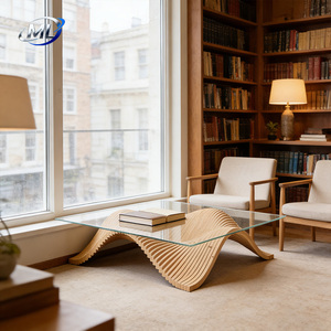 Mesa de Centro de Estilo Moderno con Superficie de Madera/Vidrio, Mueble Duradero para Sala de Estar, Diseño Personalizado, 1 Año de Garantía para Hogar, Dormitorio y Espacios Públicos - Product Image 4