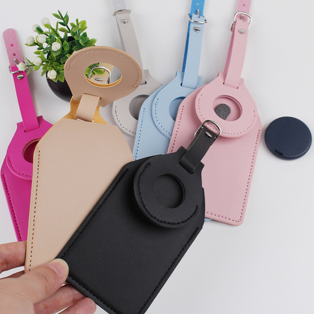 Wholesale Customized logo Luggage Tag Travel Accessories GPS Tracking Suitcase Tag PU Leather Luggage Tags with air Tag Holder