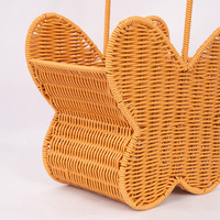 Panier à fleurs en forme de papillon, panier cadeau en rotin tissé à la main avec poignée pour arrangement floral de mariage, décoration de la maison