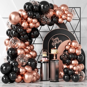 Kit Decorazioni <span class=keywords><strong>per</strong></span> Feste di Compleanno e Matrimonio, Set Ghirlanda di Palloncini Neri Cromati e Oro Rosa con <span class=keywords><strong>Coriandoli</strong></span> - Product Image 1