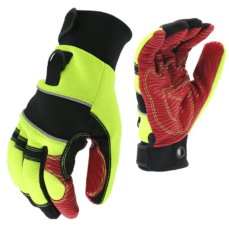 MaxiPact Carbon Fiber Knuckle Protect Sport Stretch Fabric Mechanic Palm Non-Slip Working Gloves For Construction