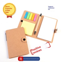 Bloc-notes adhésifs en spirale style bouton, 60 feuilles, en papier kraft, avec stylo détachable, logo publicitaire imprimé, pour l'école