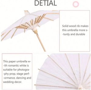 Parapluie en papier blanc en bambou chinois à faire soi-même, cadeau de mariage - Product Image 5