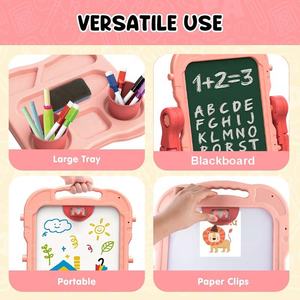 Регулируемая высота 360 градусов вращающийся стоячий двухсторонний мольберт доска для рисования игрушечный мел доска белая доска для рисования художественный мольберт набор - Product Image 5