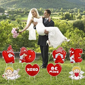 Letreros Decorativos para Jardín del Día de San Valentín con Gnomos y Diseño de Corazón de Cupido, Material PP, Tamaño y Color Personalizables - Product Image 5