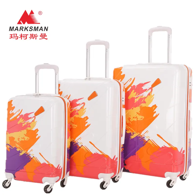 3pcs set magazzino hard shell pc dei bagagli prezzo più poco costoso 2017 nuovo stile utilizzato svizzero polo bagagli per la vendita