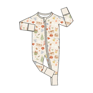 Preorder Romper Bayi Laki-laki Natal Motif Santa Rusa Pohon Natal, Model OEM, Lengan Panjang, Bahan Stretch, Resleting, Baju Tidur - Product Image 4