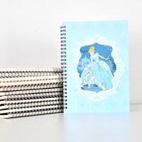 Cuaderno A5 con espiral, diseño de princesa de dibujos animados, patrón impreso personalizado y páginas interiores para regalo infantil, papelería