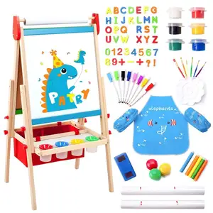 Tiktok Acessórios Quentes Ajustável Double-Sided Board Madeira Kids Easel Drawing Board Com Quadro Magnético