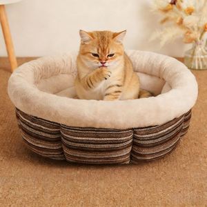 Luxury Custom XL Striped Dog <b>Cat</b> Bed Cave Small Animals Woolen Flannel PP Cotton Warm Winter Pet House Protective Eco-Friendly - Product Image 2