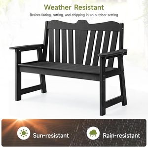 Banco para Exteriores Resistente a la Intemperie, <span class=keywords><strong>de</strong></span> Plástico HIPS Negro <span class=keywords><strong>con</strong></span> Aspecto <span class=keywords><strong>de</strong></span> <span class=keywords><strong>Madera</strong></span>, Resistente al Sol, Lluvia y Nieve, <span class=keywords><strong>de</strong></span> 2 Plazas, Extra Grande, para Patio, Jardín, Terraza - Product Image 4