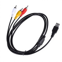Adaptateur audio-vidéo 3 ports RCA vers USB avec gaine en PVC, câble convertisseur AV pour home cinéma, lecteur DVD, enceintes, Mac/PC