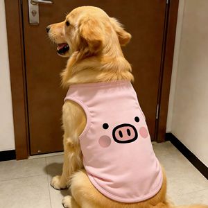 Vêtements pour chiens de compagnie, toutes saisons, style décontracté, imprimé cochon rose super mignon, gilet doux pour la peau, pour grandes races Golden Retriever <span class=keywords><strong>Labrador</strong></span> - Product Image 4