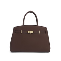 Sac à main élégant en cuir de vache véritable pour femme, fermeture à fermoir métallique, grande capacité, sac fourre-tout en cuir véritable, sac convertible en bandoulière