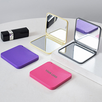 Miroir de maquillage compact portable double face pliable personnalisé pour cadeau