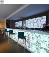 Table de bar commerciale en pierre artificielle avec panneau frontal rétroéclairé pour hôtels et gymnases – Style moderne et écologique