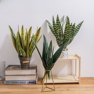CL20003 Flores Artificiales Tigre Piraña Plantas Suculentas Faux <span class=keywords><strong>Sansevieria</strong></span> Planta Hojas Serpiente Verde Decoración PARA EL Hogar Oficina Jardín - Product Image 3