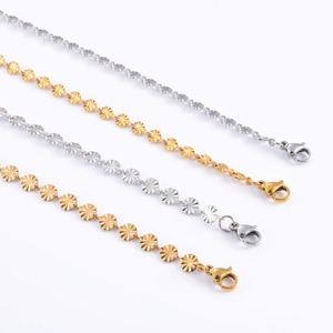 Bracelet en acier inoxydable à maillons ronds gaufrés motif soleil pour femmes, filles, cheville, chevillère, accessoires de bijoux pour main et pied - Product Image 6