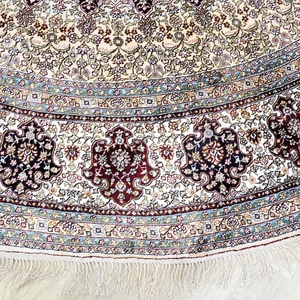 8x8ft Round Hand Made Silk Rugs Turkish Designer <strong>Persian</strong> <strong>Handknotted</strong> Isfahan Plain <strong>Carpets</strong>
