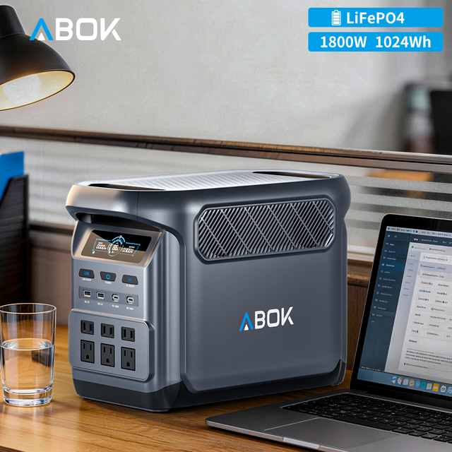 ABOK 1800W 1024Wh Portable Power Stations Outdoor Camping Solar Power Generator 1800 Watt Home Backup USB PD 140W OEM ODM
